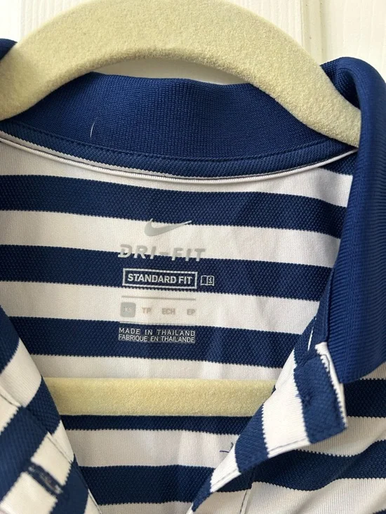 Nike Navy and White Striped Polo Top - Picture 2 of 6